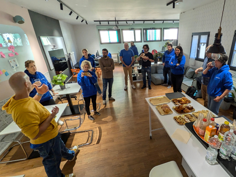 The Nephila team gathered in the office during a company retreat break.