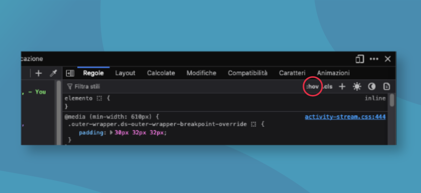 strumento :hov su Firefox DevTools