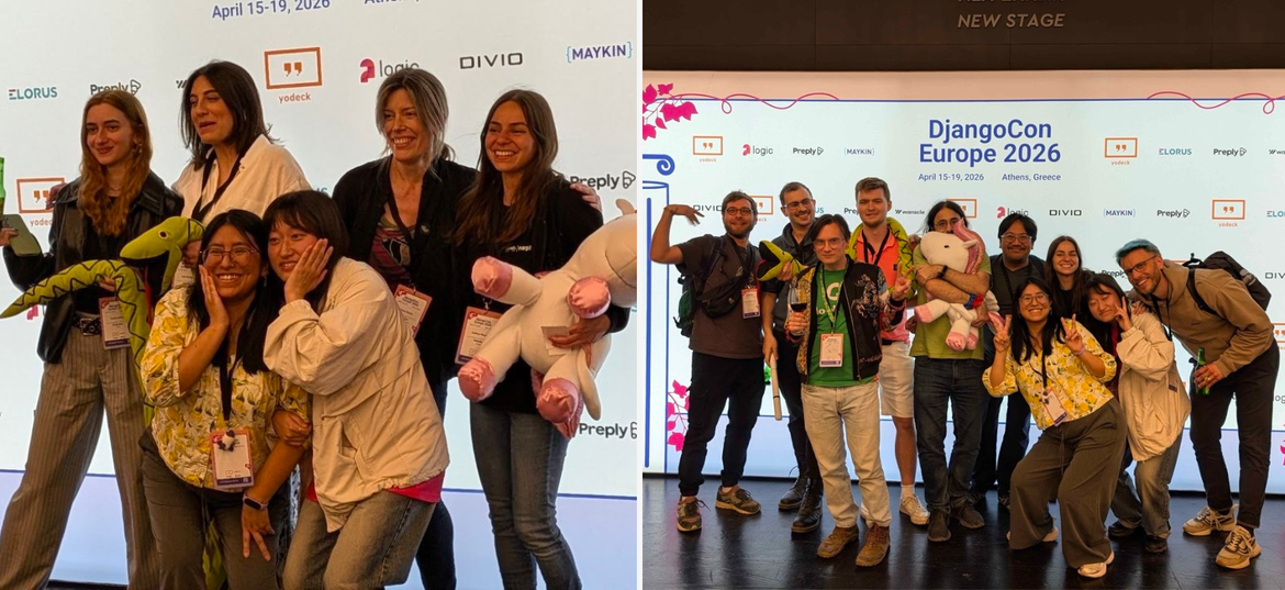 Foto di gruppo della community a DjangoCon Europe 2026, Atene.
