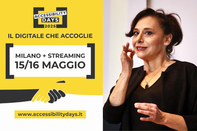Interprete LIS durante conferenza su accessibilità digitale – Accessibility Days 2025